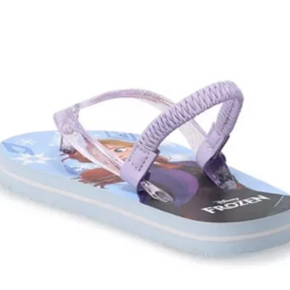 Disney Frozen 2 Shimmer Beach Flip Flop Sandal Girl Thong Size 9-10